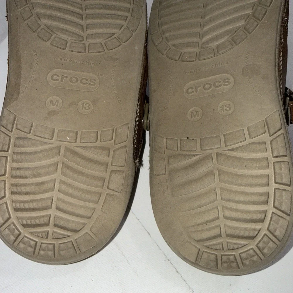 Crocs Yukon Brown Leather Two-Strap Outdoor Gorpcore Fisherman Sandals Size 13